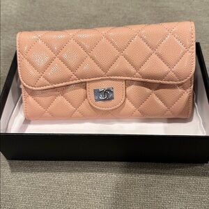 Peach Quilted Clutch medium wallet